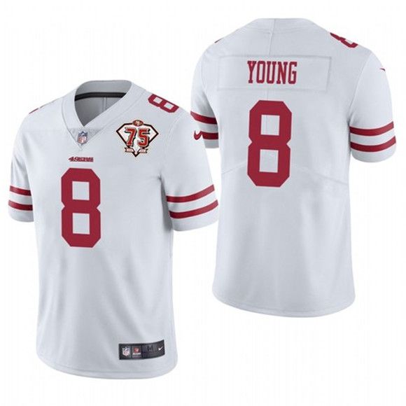 Men San Francisco 49ers #8 Steve Young Nike White 75th Anniversary Limited NFL Jersey->customized nba jersey->Custom Jersey